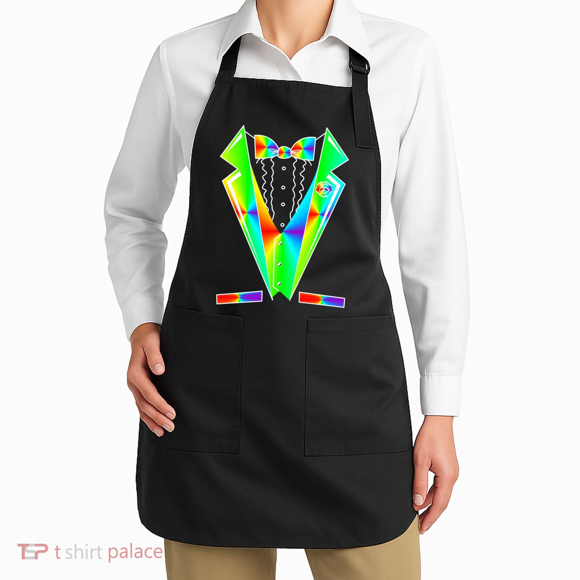 Tux Tuxedo With Pockets Rose Tie Dye Apron