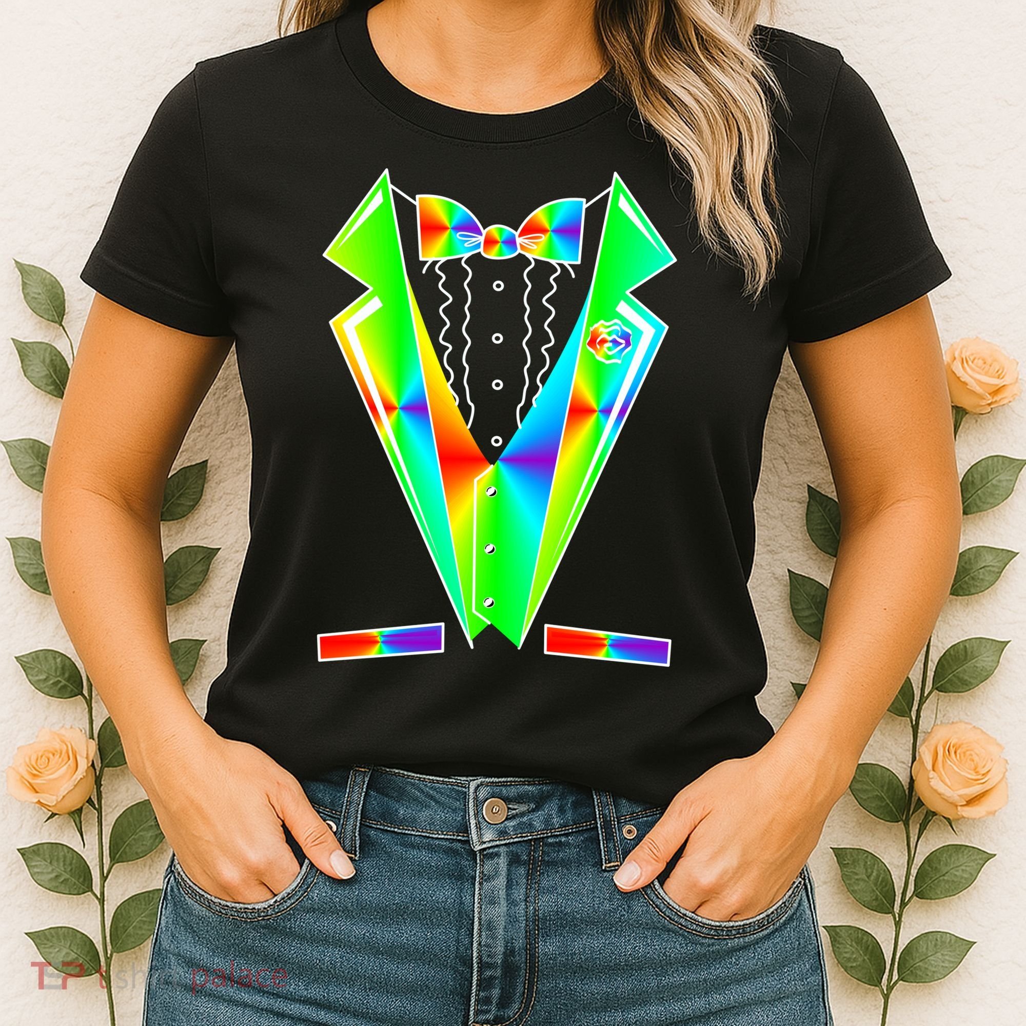 Tux Tuxedo With Pockets Rose Tie Dye Women's T-Shirt
