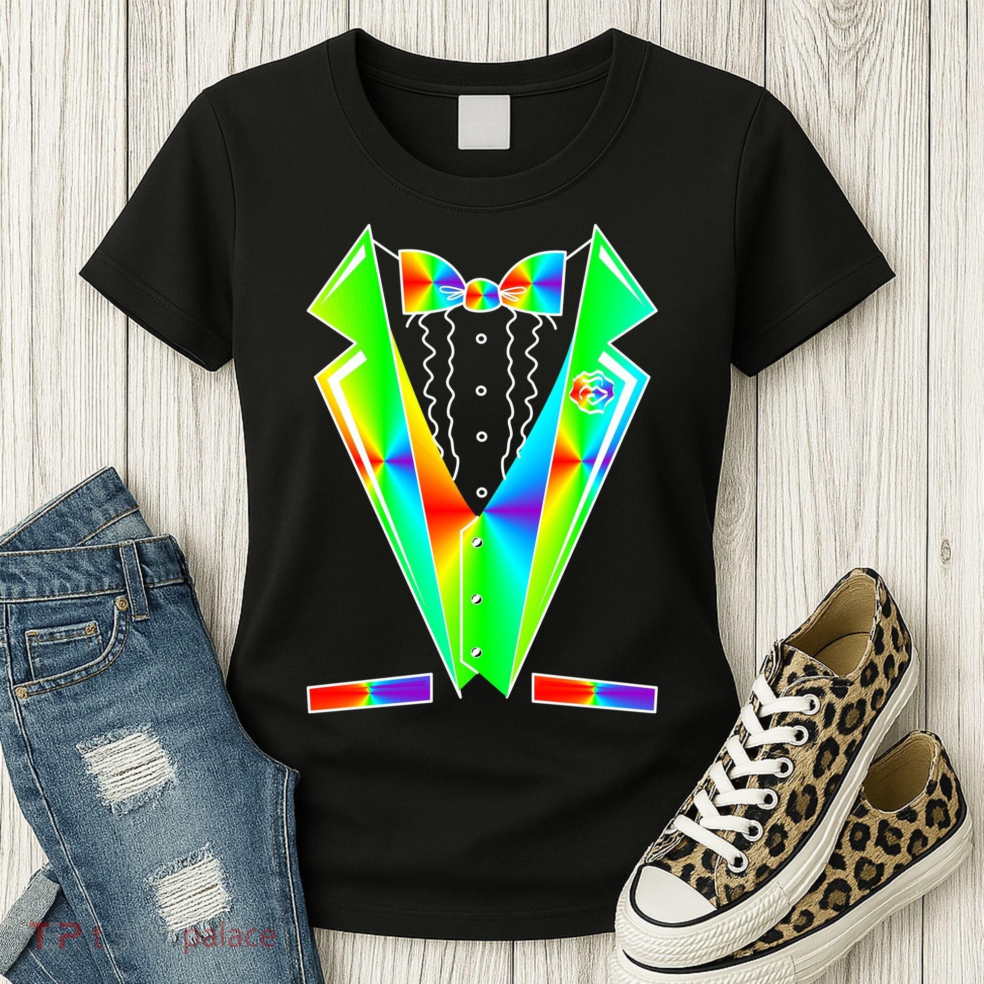 Tux Tuxedo With Pockets Rose Tie Dye Women's T-Shirt