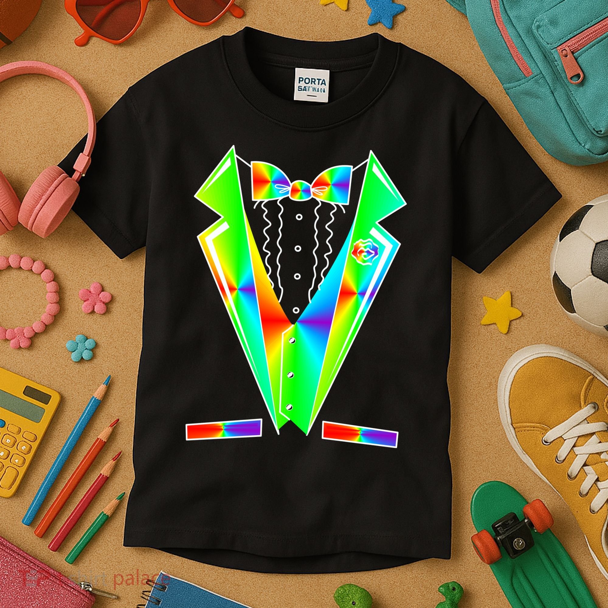 Tux Tuxedo With Pockets Rose Tie Dye Kids T-Shirt