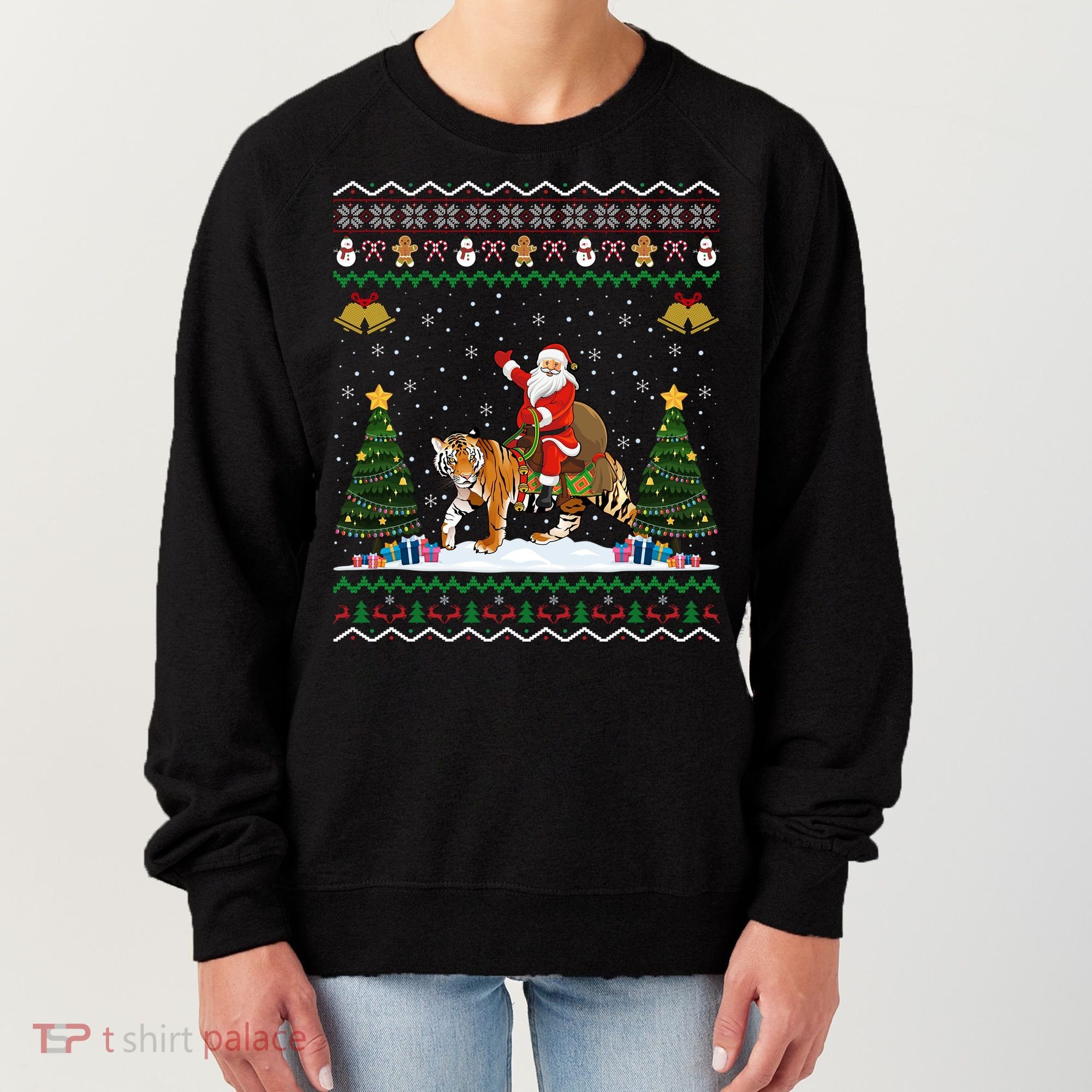 Tiger Ugly Xmas Gift Funny Santa Riding Tiger Christmas Meaningful Gift Women's Sweatshirt