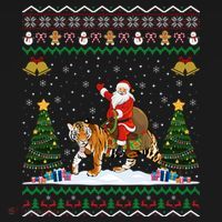 Tiger Ugly Xmas Gift Funny Santa Riding Tiger Christmas Meaningful Gift Doggie Tank thumb 4