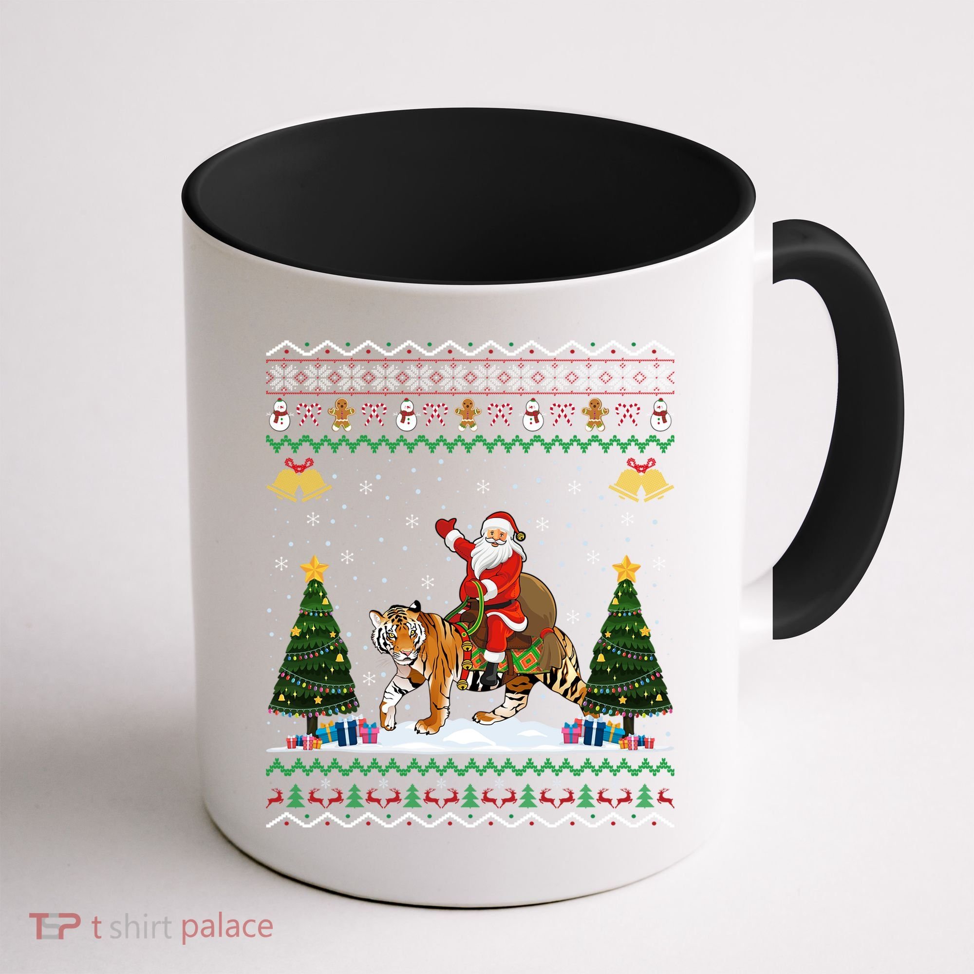 Tiger Ugly Xmas Gift Funny Santa Riding Tiger Christmas Meaningful Gift Coffee Mug