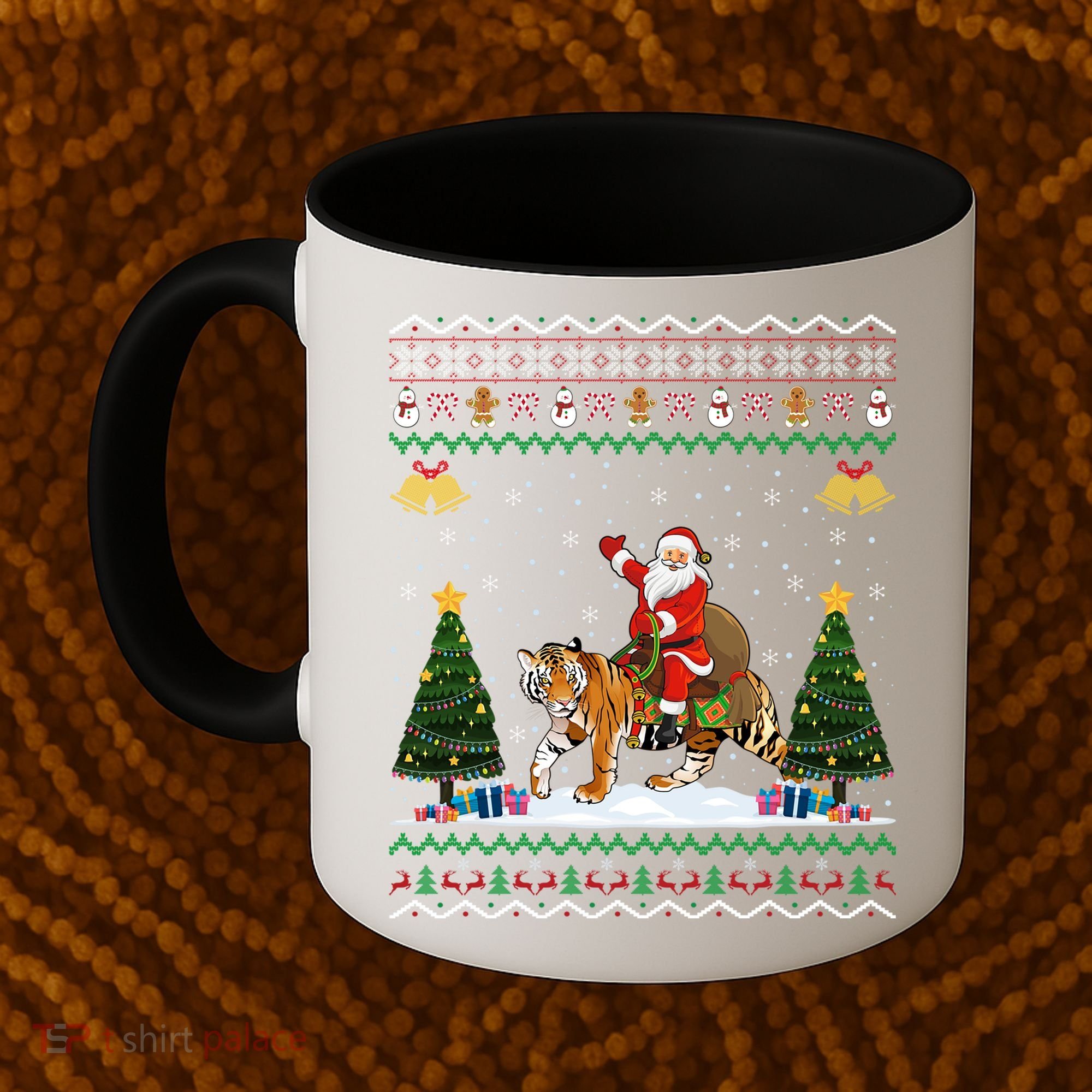 Tiger Ugly Xmas Gift Funny Santa Riding Tiger Christmas Meaningful Gift Coffee Mug