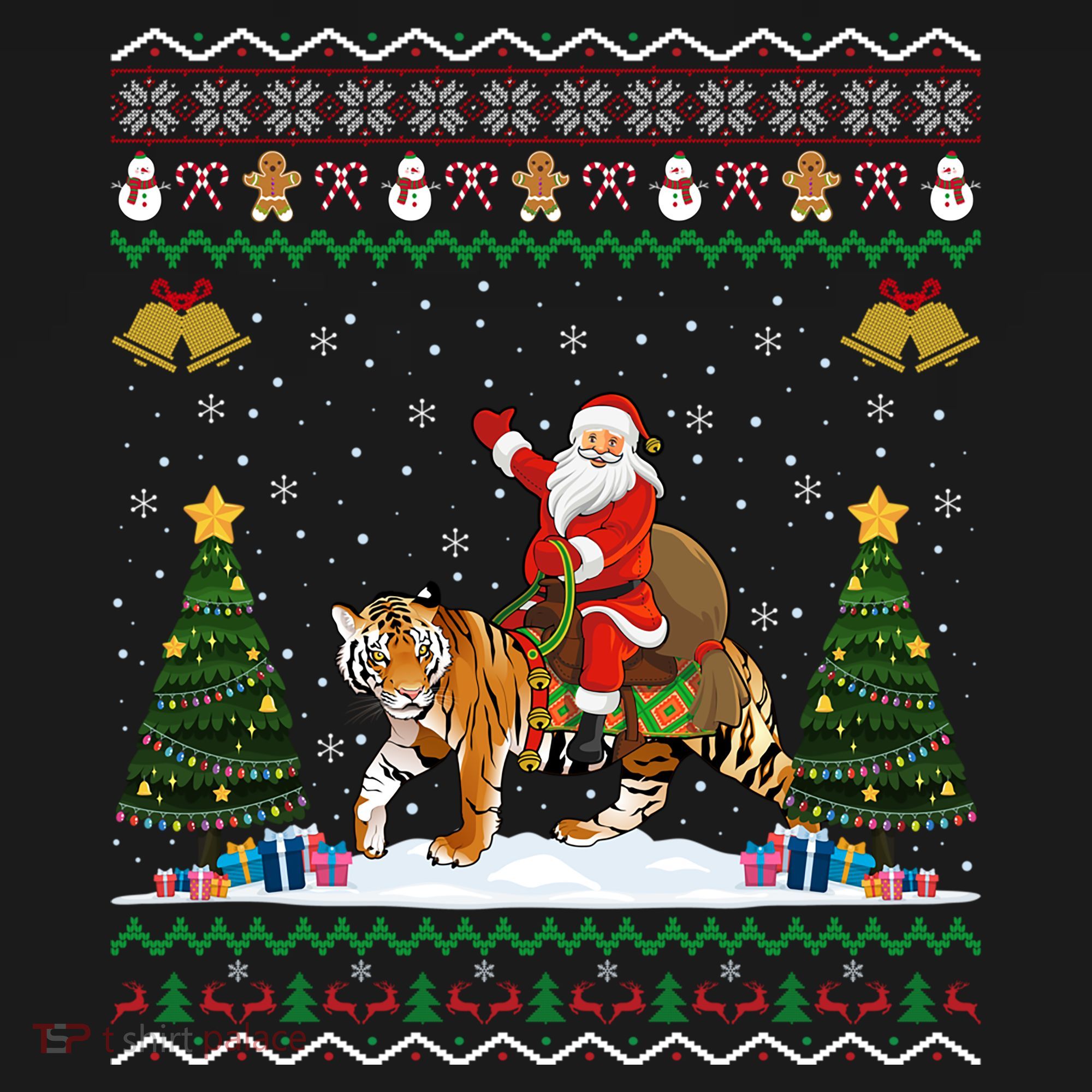 Tiger Ugly Xmas Gift Funny Santa Riding Tiger Christmas Meaningful Gift Ornament