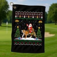 Tiger Ugly Xmas Gift Funny Santa Riding Tiger Christmas Meaningful Gift Golf Towel thumb 1
