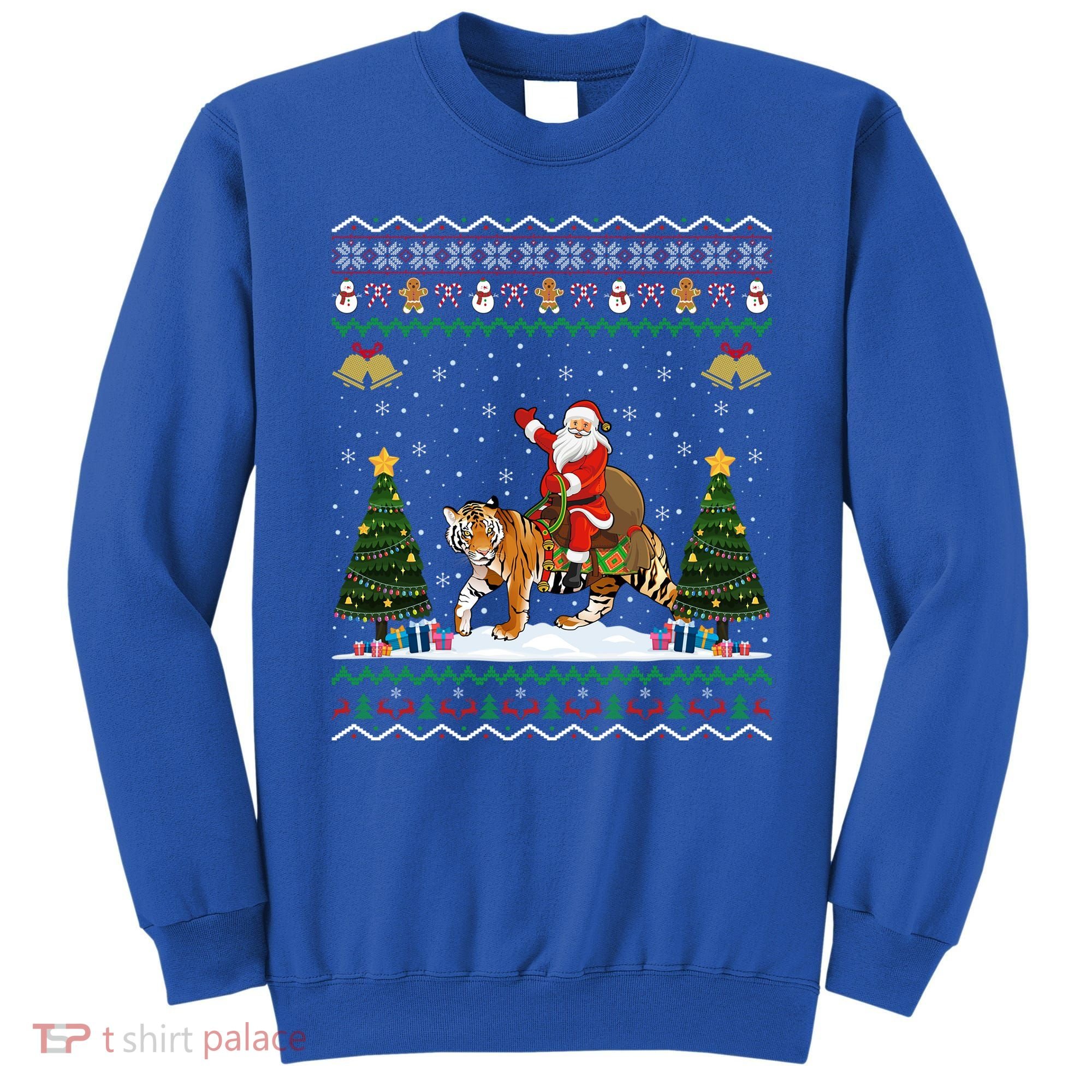 Tiger Ugly Xmas Gift Funny Santa Riding Tiger Christmas Meaningful Gift Sweatshirt