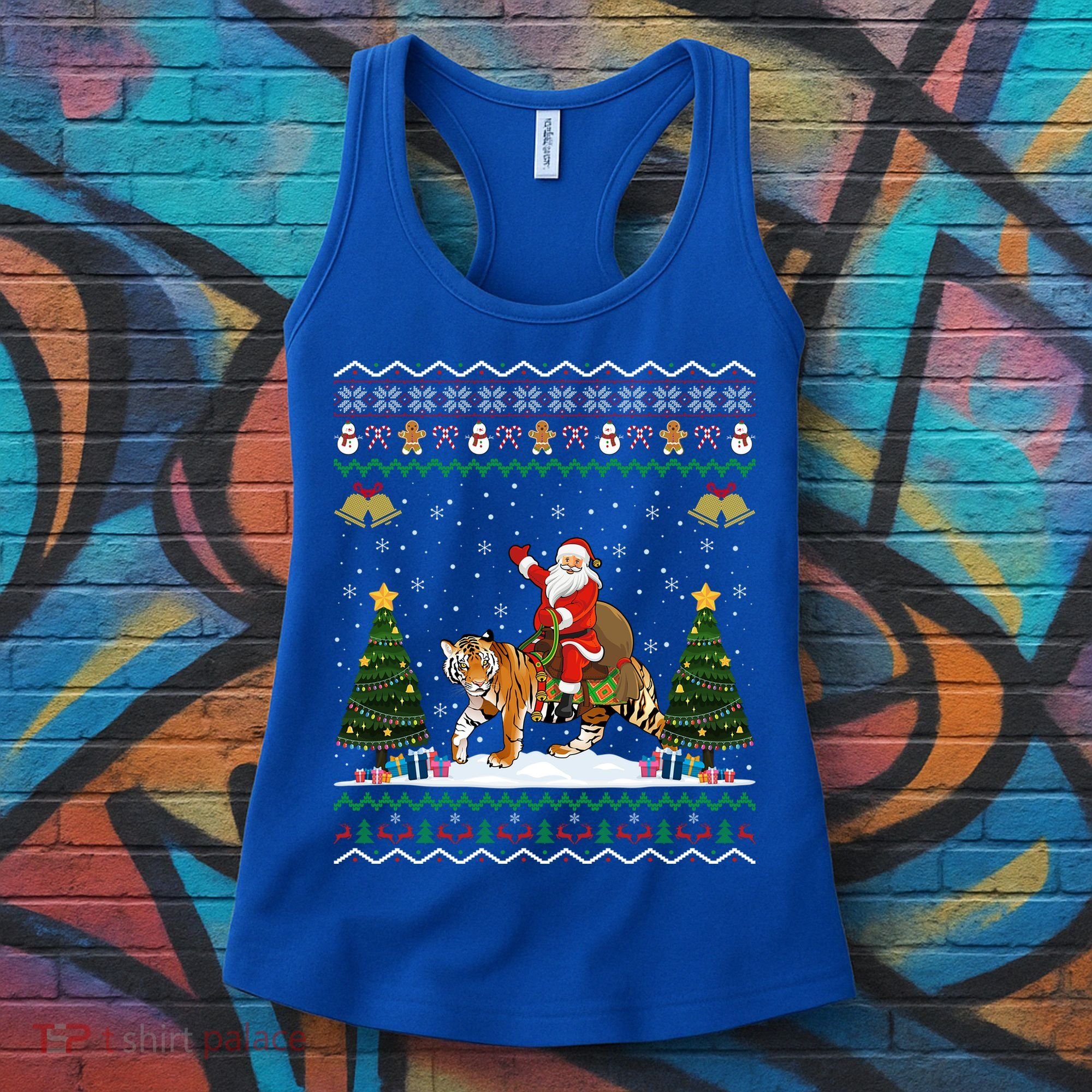 Tiger Ugly Xmas Gift Funny Santa Riding Tiger Christmas Meaningful Gift Women's Tank Top