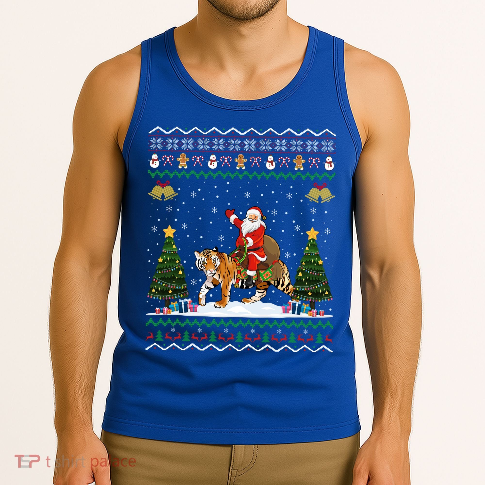Tiger Ugly Xmas Gift Funny Santa Riding Tiger Christmas Meaningful Gift Tank Top
