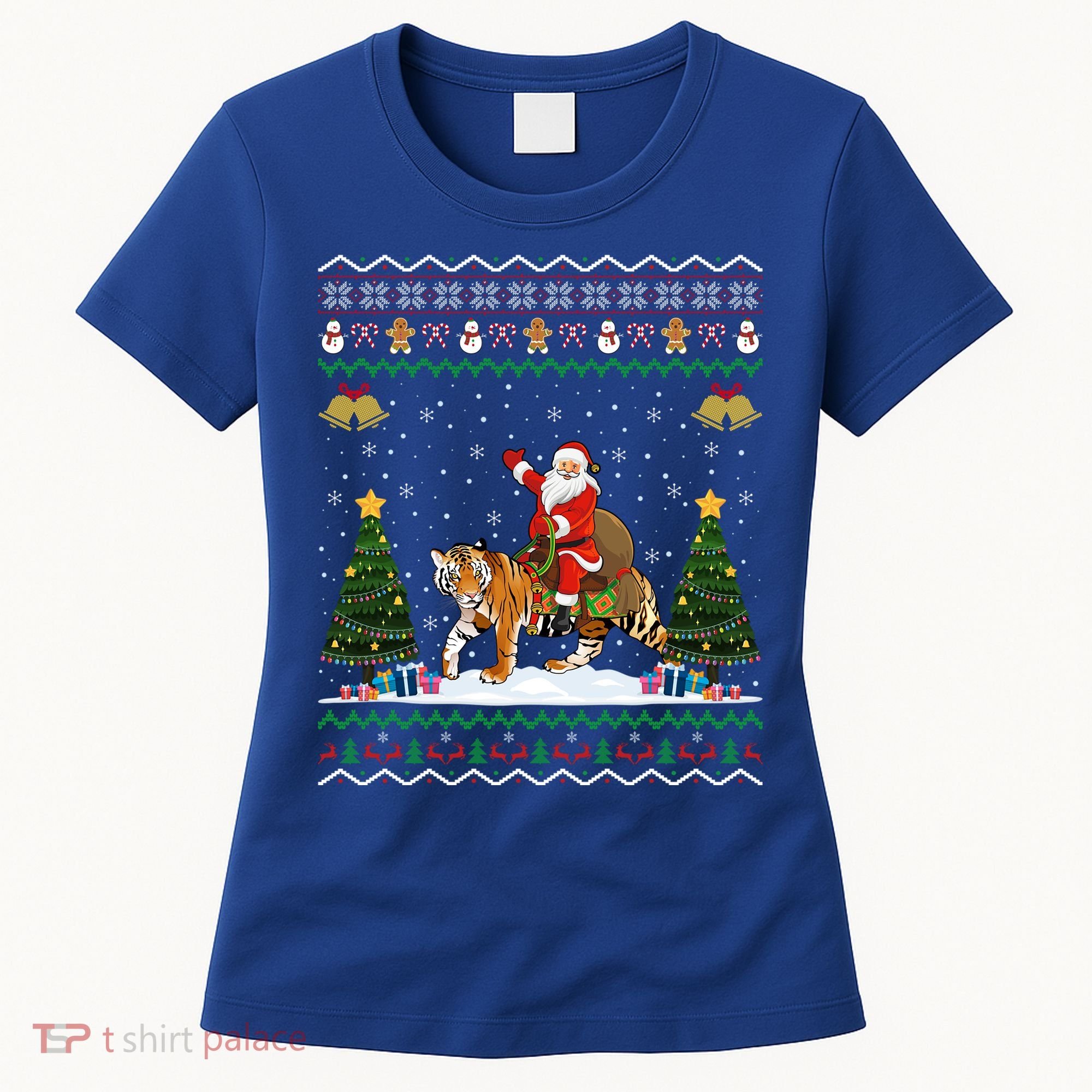 Tiger Ugly Xmas Gift Funny Santa Riding Tiger Christmas Meaningful Gift Women's T-Shirt