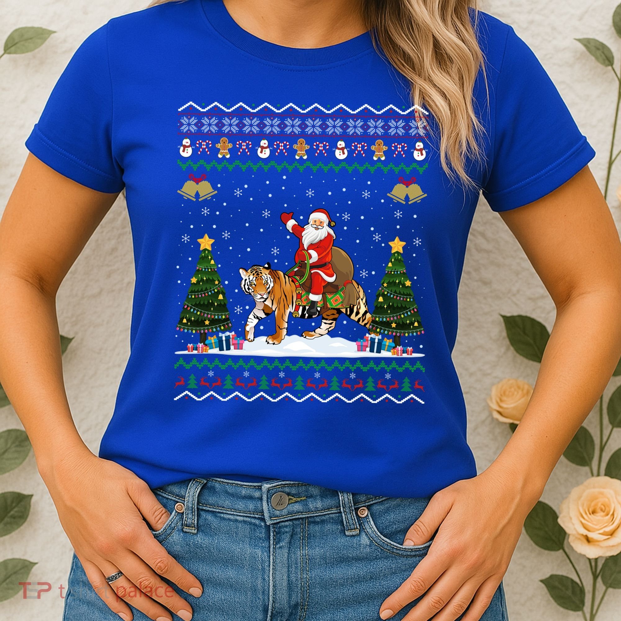 Tiger Ugly Xmas Gift Funny Santa Riding Tiger Christmas Meaningful Gift Women's T-Shirt
