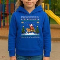 Tiger Ugly Xmas Gift Funny Santa Riding Tiger Christmas Meaningful Gift Kids Hoodie thumb 3