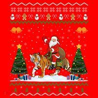 Tiger Ugly Xmas Gift Funny Santa Riding Tiger Christmas Meaningful Gift Santa Hat thumb 1
