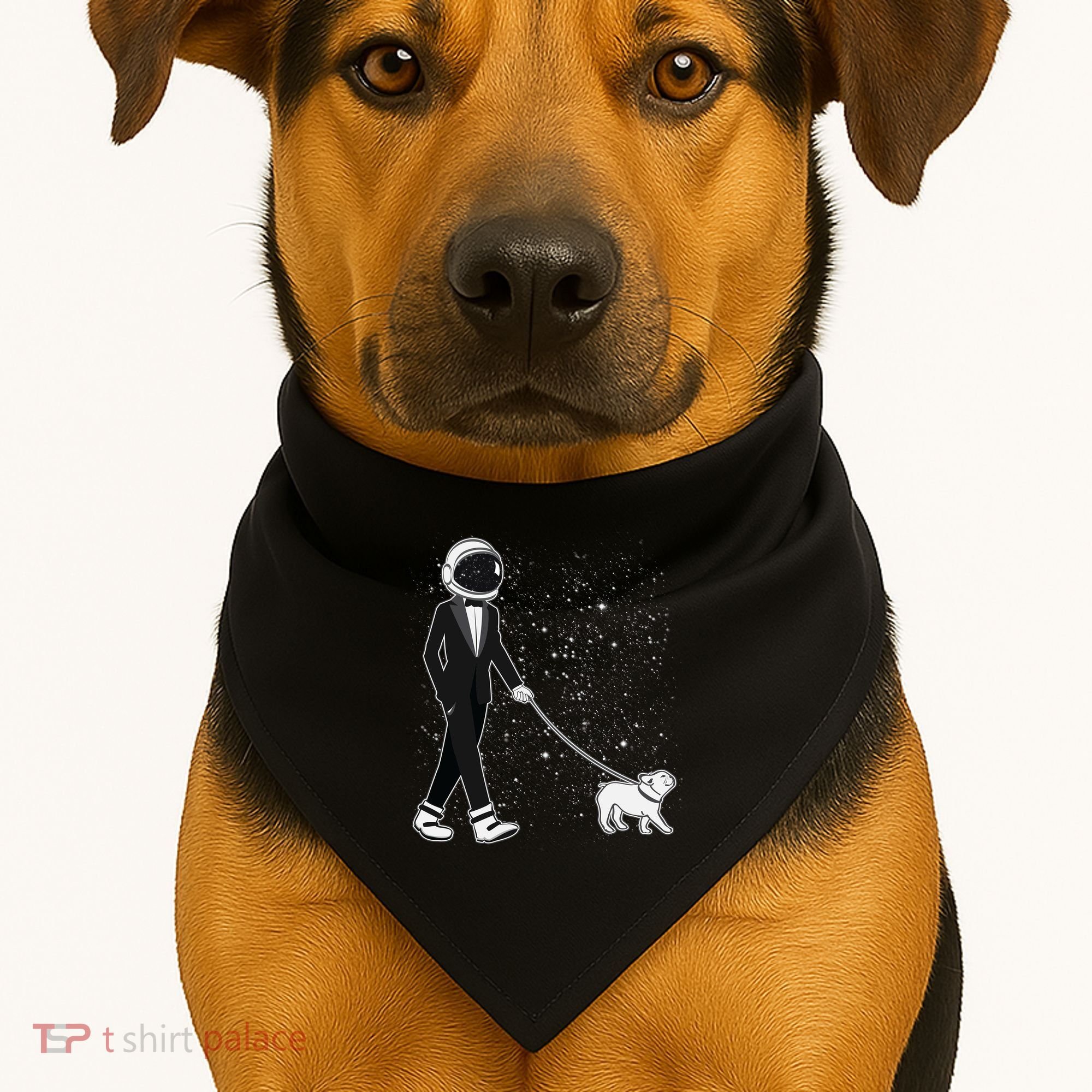 Tuxedo Astronaut Walking Dog USA-Made Doggie Bandana