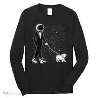 Tuxedo Astronaut Walking Dog Long Sleeve Shirt thumb 0