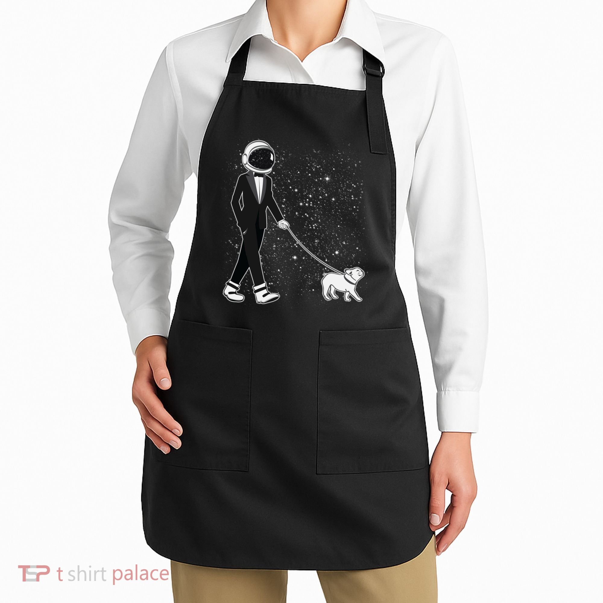 Tuxedo Astronaut Walking Dog Apron