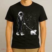 Tuxedo Astronaut Walking Dog T-Shirt thumb 3