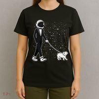 Tuxedo Astronaut Walking Dog T-Shirt thumb 4