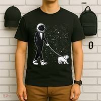 Tuxedo Astronaut Walking Dog T-Shirt thumb 6