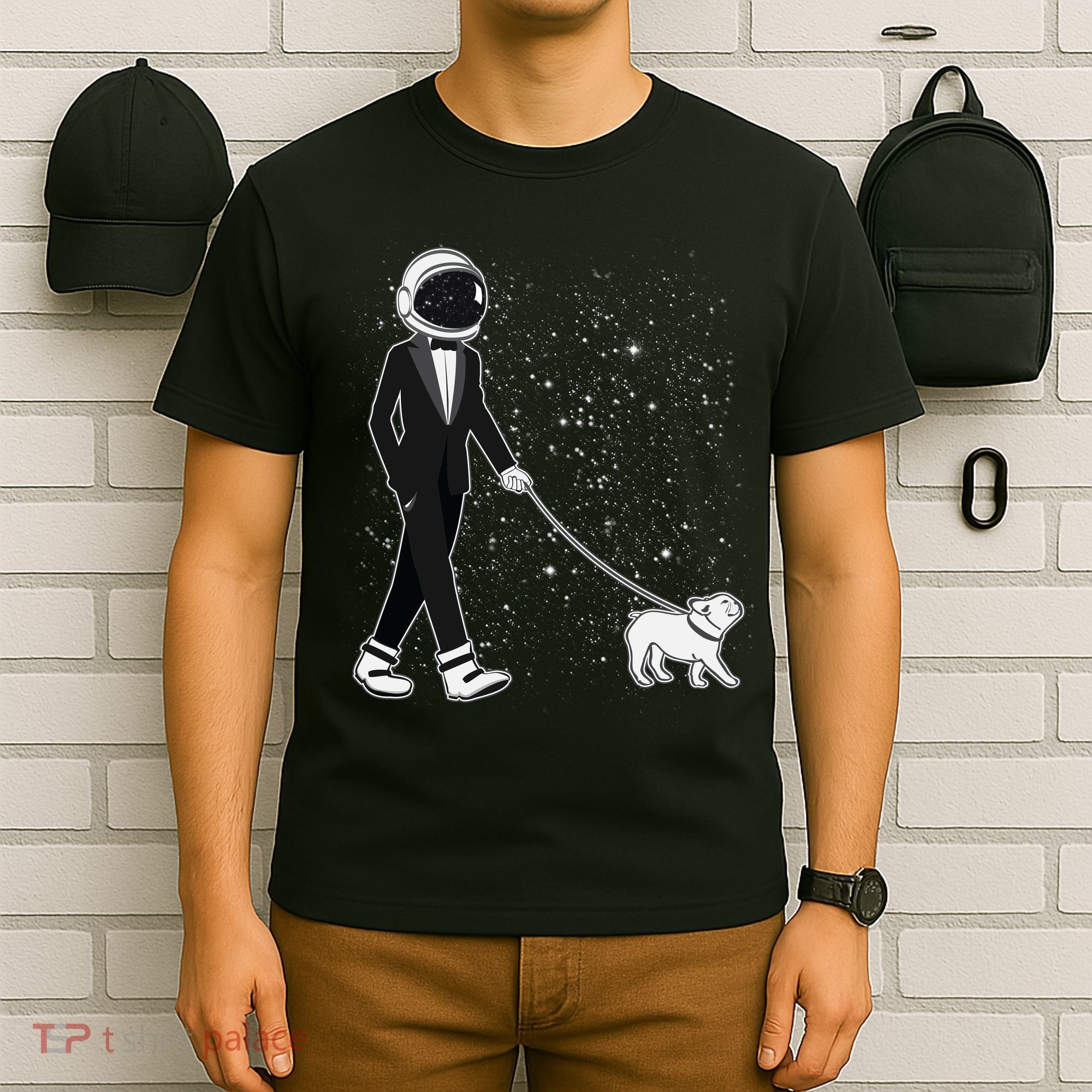 Tuxedo Astronaut Walking Dog T-Shirt
