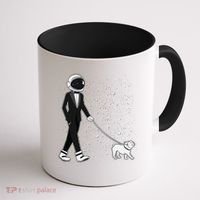 Tuxedo Astronaut Walking Dog Coffee Mug thumb 1