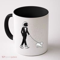 Tuxedo Astronaut Walking Dog Coffee Mug thumb 0