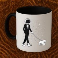 Tuxedo Astronaut Walking Dog Coffee Mug thumb 2