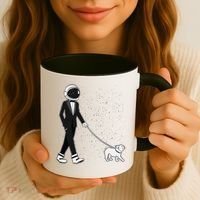 Tuxedo Astronaut Walking Dog Coffee Mug thumb 3