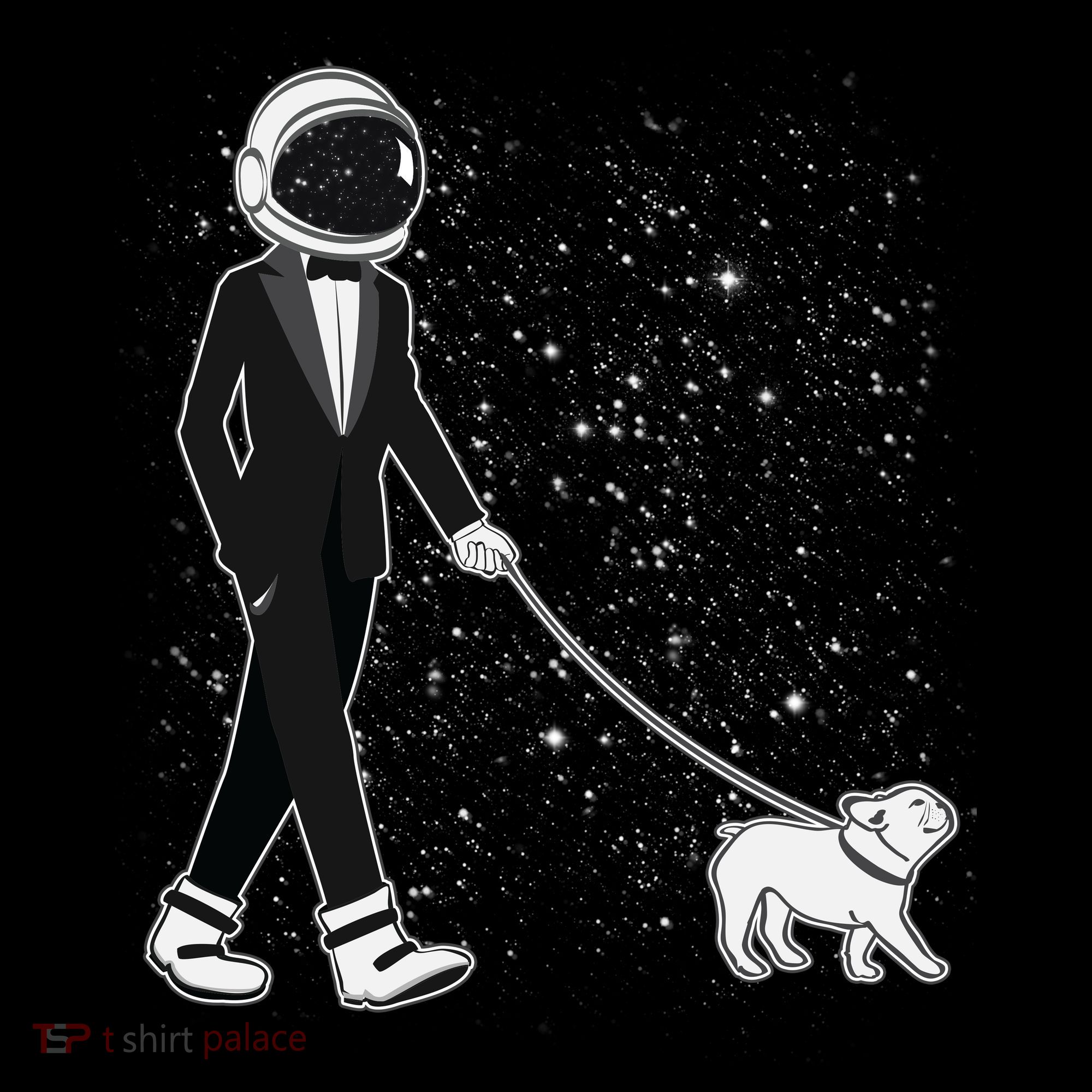 Tuxedo Astronaut Walking Dog Women's Hoodie