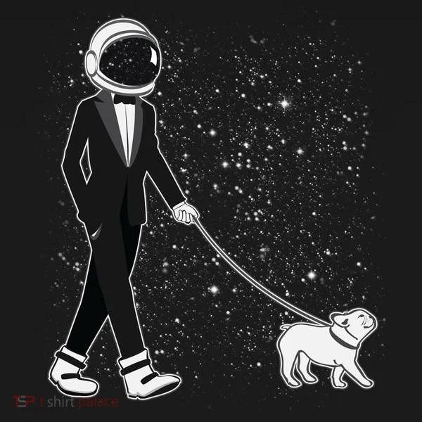 Tuxedo Astronaut Walking Dog Women's Hoodie