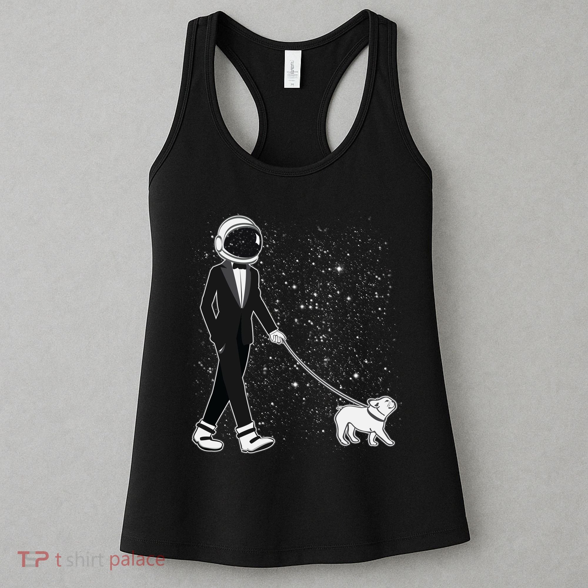 Tuxedo Astronaut Walking Dog Women's Tank Top