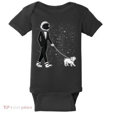 Tuxedo Astronaut Walking Dog Baby Bodysuit