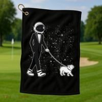Tuxedo Astronaut Walking Dog Golf Towel thumb 1