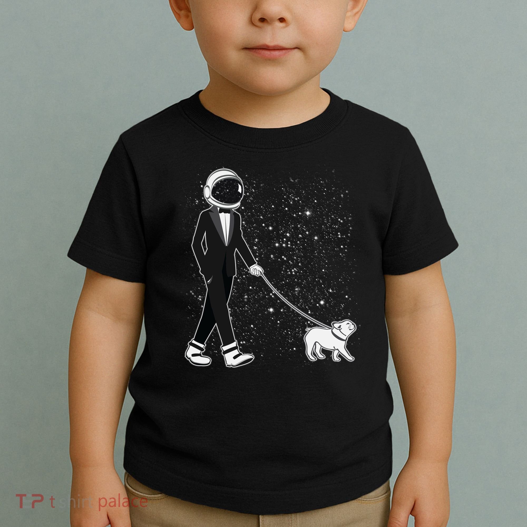 Tuxedo Astronaut Walking Dog Toddler T-Shirt