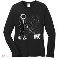 Tuxedo Astronaut Walking Dog Women's Long Sleeve Shirt thumb 0
