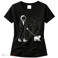 Tuxedo Astronaut Walking Dog Women's T-Shirt thumb 0