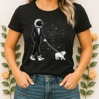 Tuxedo Astronaut Walking Dog Women's T-Shirt thumb 2
