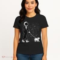Tuxedo Astronaut Walking Dog Women's T-Shirt thumb 4