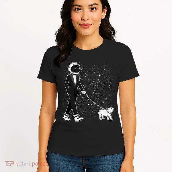 Tuxedo Astronaut Walking Dog Women's T-Shirt