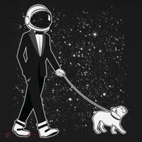 Tuxedo Astronaut Walking Dog Women's T-Shirt thumb 6
