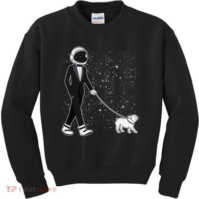 Tuxedo Astronaut Walking Dog Kids Sweatshirt