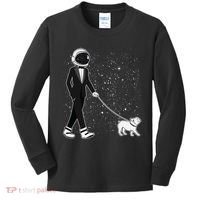 Tuxedo Astronaut Walking Dog Kids Long Sleeve Shirt thumb 0