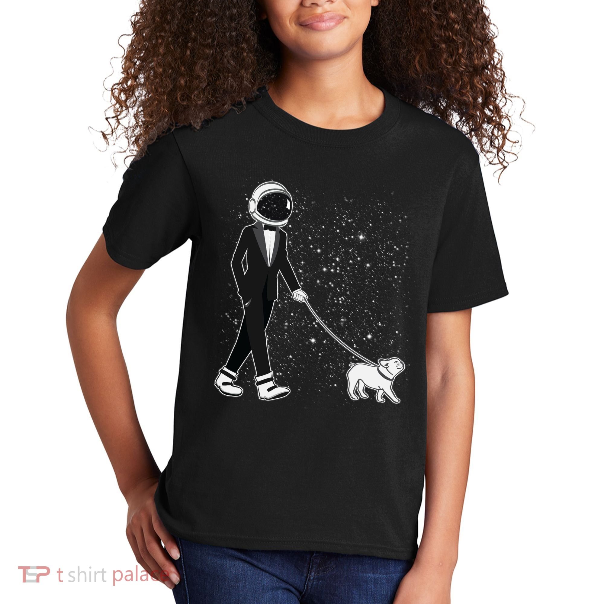 Tuxedo Astronaut Walking Dog Kids T-Shirt