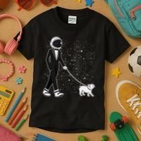 Tuxedo Astronaut Walking Dog Kids T-Shirt thumb 3