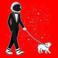 Tuxedo Astronaut Walking Dog Santa Hat thumb 1