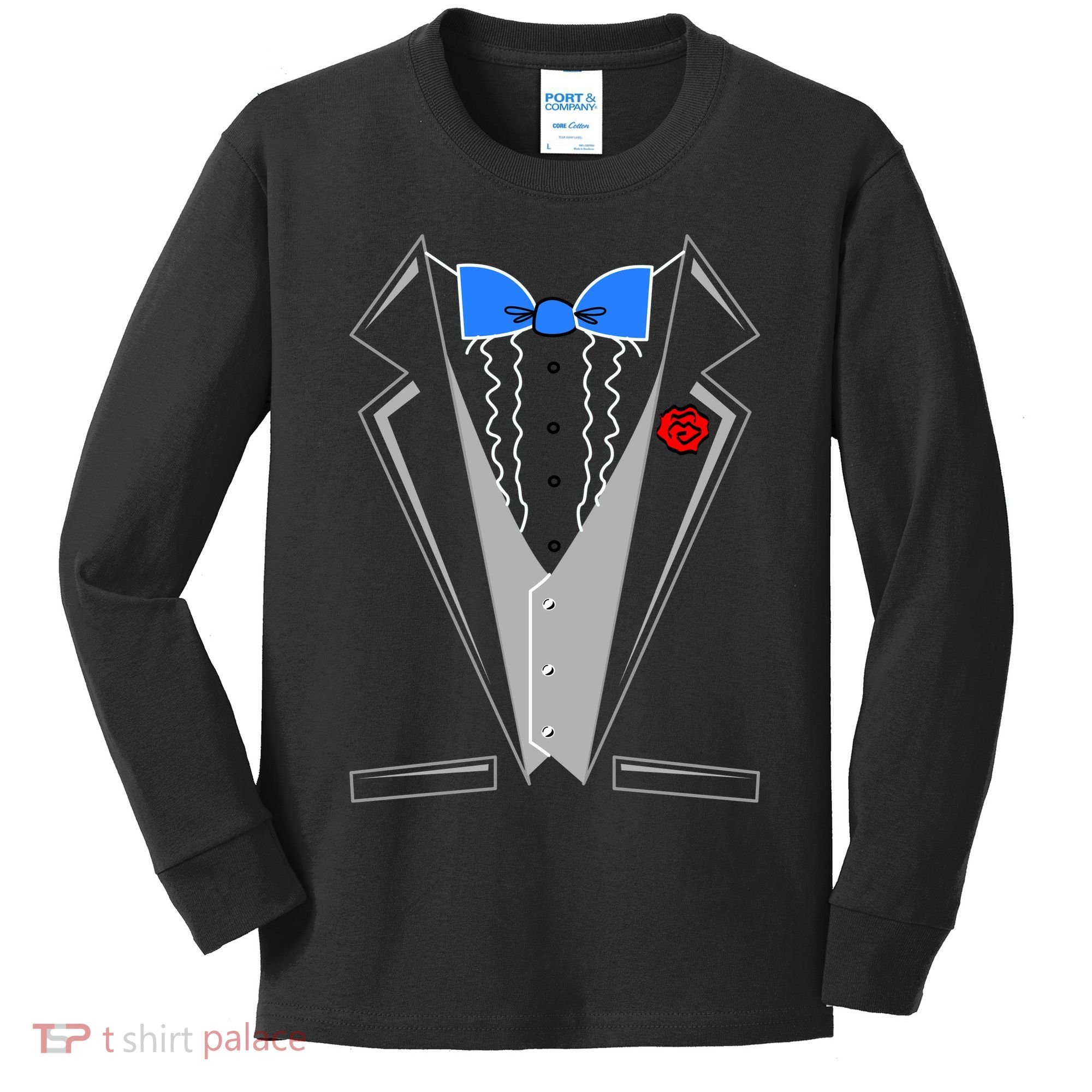 Tuxedo Suit Bachelor Party Kids Long Sleeve Shirt
