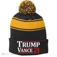 Trump Vance 24 Trump 2024 Stripe Pom Pom Beanie thumb 0