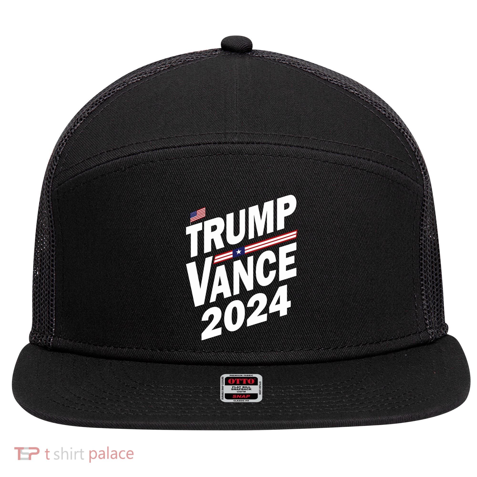 Trump Vance 2024 7 Panel Mesh Trucker Snapback Hat