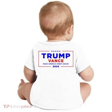Trump Vance 2024 Front Pocket Print With Back Print Baby Bodysuit back