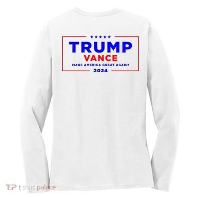 Trump Vance 2024 Front Pocket Print With Back Print Women's Long Sleeve Shirt back